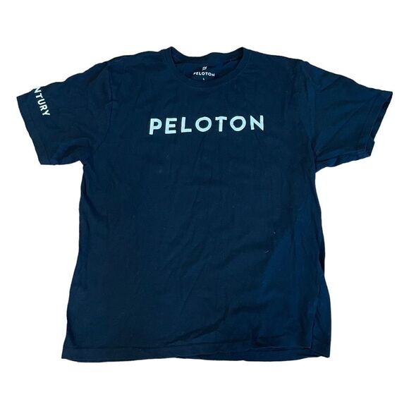 Peloton Century 100 Rides Graphic Tee Black Knit Crewneck Short Sleeve L - Picture 1 of 6